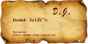 Dodek Jolán névjegykártya